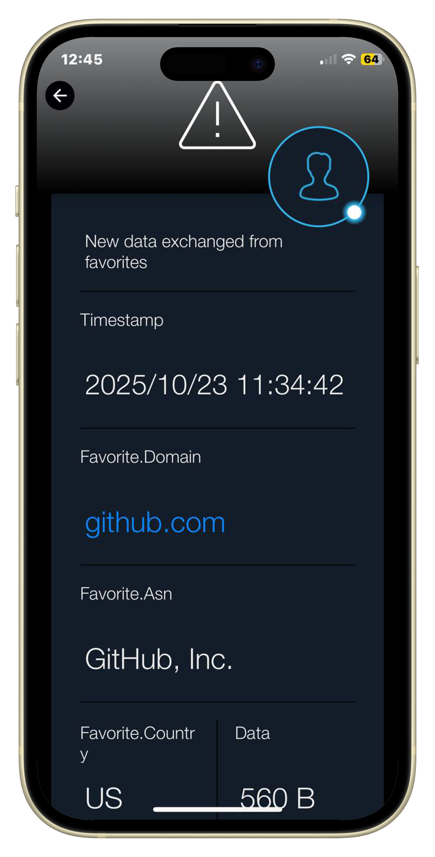SIGNL4 mobile alert generated from a Sniffnet remote notification